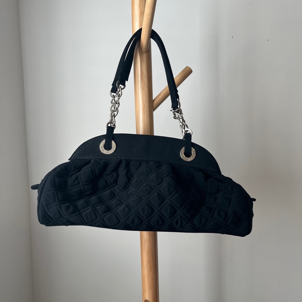 Vera Bradley Classic Bag Solid Black Quilted Silv… - image 1